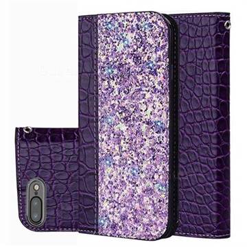 Shiny Crocodile Pattern Stitching Magnetic Closure Flip Holster Shockproof Phone Cases for iPhone 8 Plus / 7 Plus 7P(5.5 inch) - Purple