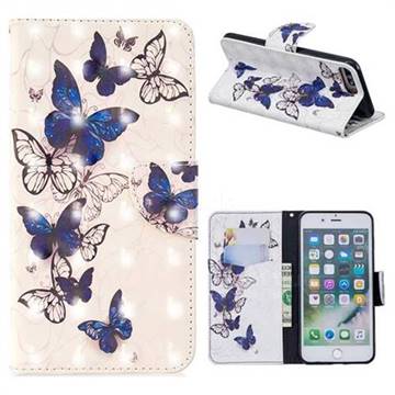Flying Butterflies 3D Painted Leather Wallet Phone Case for iPhone 8 Plus / 7 Plus 7P(5.5 inch)