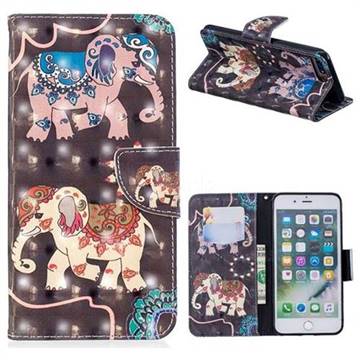 Totem Elephant 3D Painted Leather Wallet Phone Case for iPhone 8 Plus / 7 Plus 7P(5.5 inch)