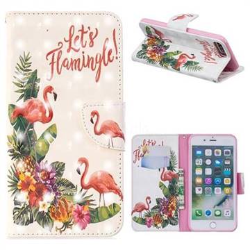 Flower Flamingo 3D Painted Leather Wallet Phone Case for iPhone 8 Plus / 7 Plus 7P(5.5 inch)