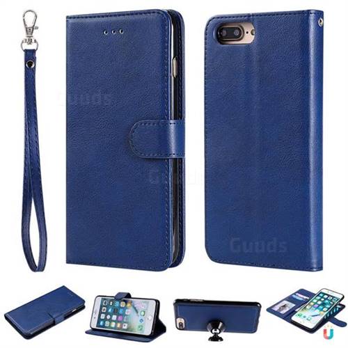 Retro Greek Detachable Magnetic PU Leather Wallet Phone Case for iPhone 8 Plus / 7 Plus 7P(5.5 inch) - Blue