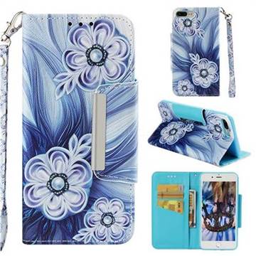 Button Flower Big Metal Buckle PU Leather Wallet Phone Case for iPhone 8 Plus / 7 Plus 7P(5.5 inch)
