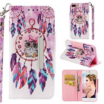 Owl Wind Chimes Big Metal Buckle PU Leather Wallet Phone Case for iPhone 8 Plus / 7 Plus 7P(5.5 inch)