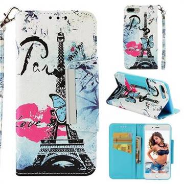 Lip Tower Big Metal Buckle PU Leather Wallet Phone Case for iPhone 8 Plus / 7 Plus 7P(5.5 inch)