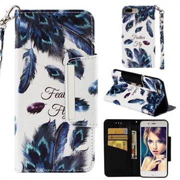 Peacock Feather Big Metal Buckle PU Leather Wallet Phone Case for iPhone 8 Plus / 7 Plus 7P(5.5 inch)