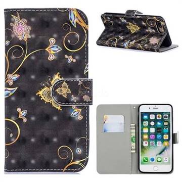 Black Butterfly 3D Painted Leather Phone Wallet Case for iPhone 8 Plus / 7 Plus 7P(5.5 inch)