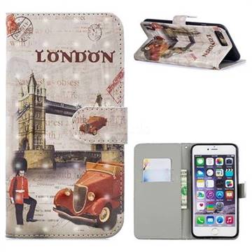Retro London 3D Painted Leather Phone Wallet Case for iPhone 8 Plus / 7 Plus 7P(5.5 inch)