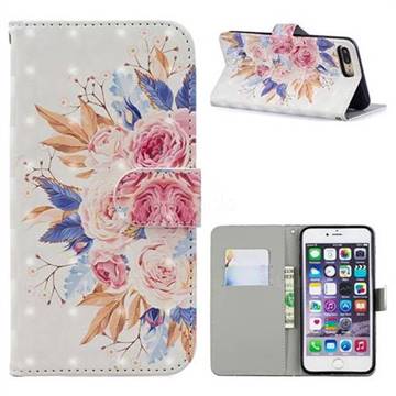 Rose Flowers 3D Painted Leather Phone Wallet Case for iPhone 8 Plus / 7 Plus 7P(5.5 inch)