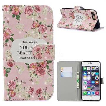 Butterfly Flower 3D Painted Leather Phone Wallet Case for iPhone 8 Plus / 7 Plus 7P(5.5 inch)