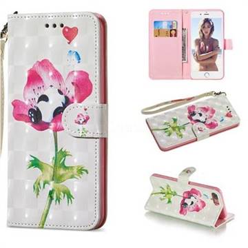 Flower Panda 3D Painted Leather Wallet Phone Case for iPhone 8 Plus / 7 Plus 7P(5.5 inch)