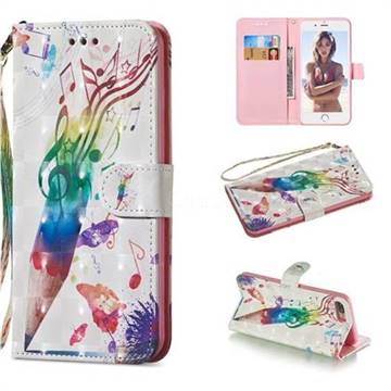 Music Pen 3D Painted Leather Wallet Phone Case for iPhone 8 Plus / 7 Plus 7P(5.5 inch)