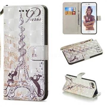 Tower Couple 3D Painted Leather Wallet Phone Case for iPhone 8 Plus / 7 Plus 7P(5.5 inch)