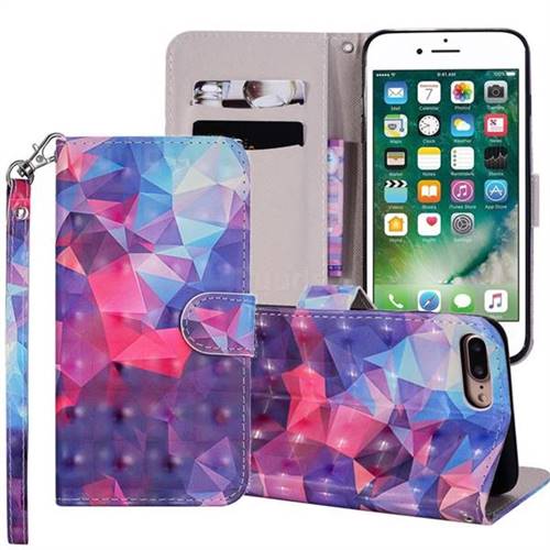 Colored Diamond 3D Painted Leather Phone Wallet Case Cover for iPhone 8 Plus / 7 Plus 7P(5.5 inch)