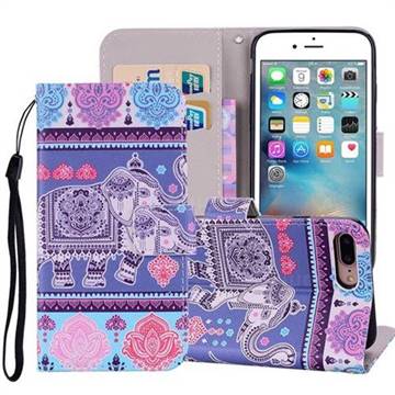 Totem Elephant PU Leather Wallet Phone Case Cover for iPhone 8 Plus / 7 Plus 7P(5.5 inch)