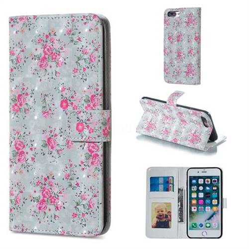 Roses Flower 3D Painted Leather Phone Wallet Case for iPhone 8 Plus / 7 Plus 7P(5.5 inch)