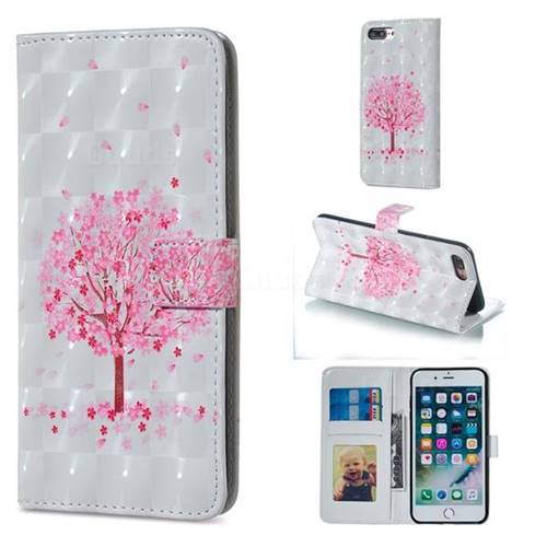 Sakura Flower Tree 3D Painted Leather Phone Wallet Case for iPhone 8 Plus / 7 Plus 7P(5.5 inch)