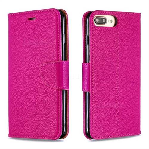 Classic Luxury Litchi Leather Phone Wallet Case for iPhone 8 Plus / 7 Plus 7P(5.5 inch) - Rose
