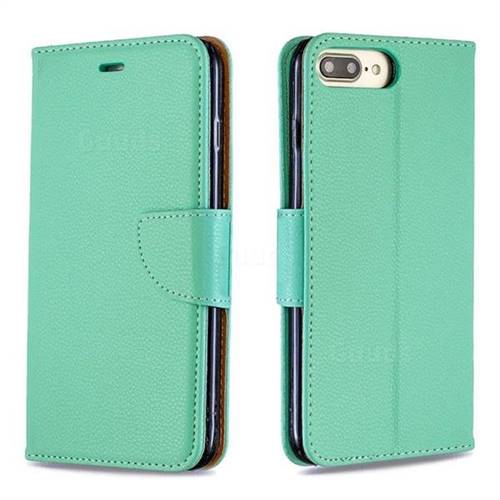 Classic Luxury Litchi Leather Phone Wallet Case for iPhone 8 Plus / 7 Plus 7P(5.5 inch) - Green