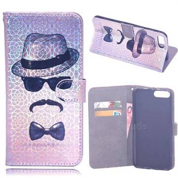 Faceless Man Laser Light PU Leather Wallet Case for iPhone 8 Plus / 7 Plus 7P(5.5 inch)
