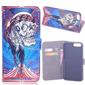 Tribal Feather Skull Laser Light PU Leather Wallet Case for iPhone 8 Plus / 7 Plus 7P(5.5 inch)