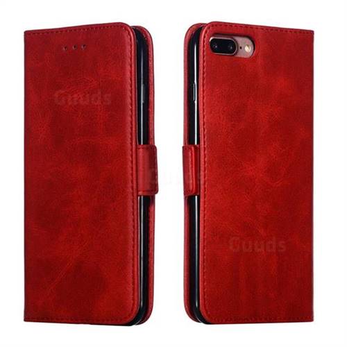 Retro Classic Calf Pattern Leather Wallet Phone Case for iPhone 8 Plus / 7 Plus 7P(5.5 inch) - Red
