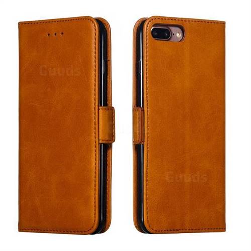 Retro Classic Calf Pattern Leather Wallet Phone Case for iPhone 8 Plus / 7 Plus 7P(5.5 inch) - Yellow
