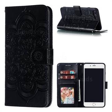 Intricate Embossing Datura Solar Leather Wallet Case for iPhone 8 Plus / 7 Plus 7P(5.5 inch) - Black