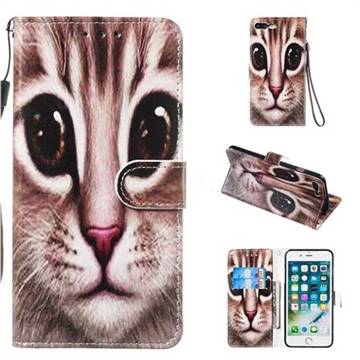 Coffe Cat Smooth Leather Phone Wallet Case for iPhone 8 Plus / 7 Plus 7P(5.5 inch)