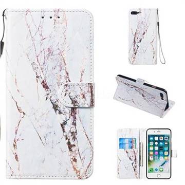 White Marble Smooth Leather Phone Wallet Case for iPhone 8 Plus / 7 Plus 7P(5.5 inch)