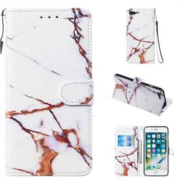 Platinum Marble Smooth Leather Phone Wallet Case for iPhone 8 Plus / 7 Plus 7P(5.5 inch)