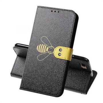 Silk Texture Bee Pattern Leather Phone Case for iPhone 8 Plus / 7 Plus 7P(5.5 inch) - Black