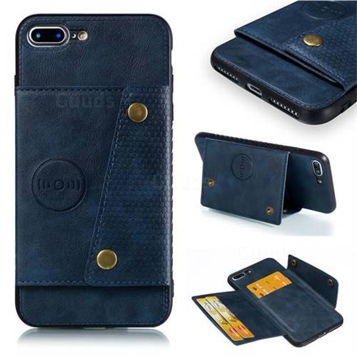 Retro Multifunction Card Slots Stand Leather Coated Phone Back Cover for iPhone 8 Plus / 7 Plus 7P(5.5 inch) - Blue