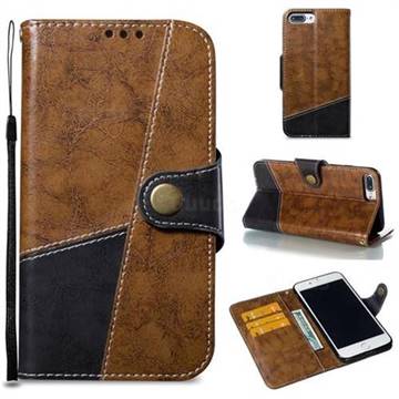 Retro Magnetic Stitching Wallet Flip Cover for iPhone 8 Plus / 7 Plus 7P(5.5 inch) - Brown