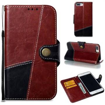 Retro Magnetic Stitching Wallet Flip Cover for iPhone 8 Plus / 7 Plus 7P(5.5 inch) - Dark Red