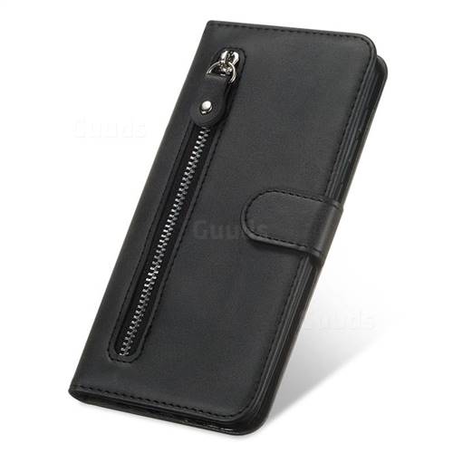 Luxury Lace Zipper Stitching Leather Phone Wallet Case for iPhone 8 Plus /  7 Plus 7P(5.5 inch) - Black