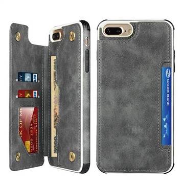 Luxury Multifunction Magnetic Card Slots Stand Leather Phone Case for iPhone 8 Plus / 7 Plus 7P(5.5 inch) - Gray