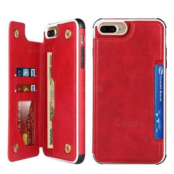 Luxury Multifunction Magnetic Card Slots Stand Leather Phone Case for iPhone 8 Plus / 7 Plus 7P(5.5 inch) - Red