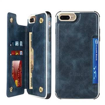 Luxury Multifunction Magnetic Card Slots Stand Leather Phone Case for iPhone 8 Plus / 7 Plus 7P(5.5 inch) - Blue