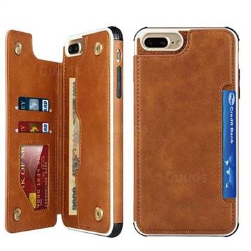 Luxury Multifunction Magnetic Card Slots Stand Leather Phone Case for iPhone 8 Plus / 7 Plus 7P(5.5 inch) - Brown