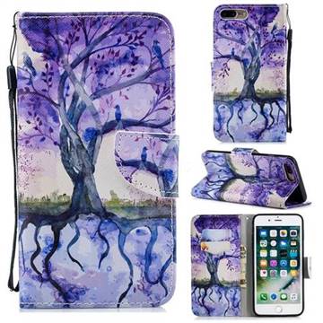 Purple Tree Leather Wallet Case for iPhone 8 Plus / 7 Plus 7P(5.5 inch)