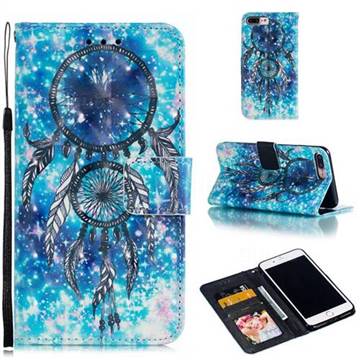 Blue Wind Chime 3D Painted Leather Phone Wallet Case for iPhone 8 Plus / 7 Plus 7P(5.5 inch)