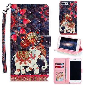 Phoenix Elephant 3D Painted Leather Phone Wallet Case for iPhone 8 Plus / 7 Plus 7P(5.5 inch)