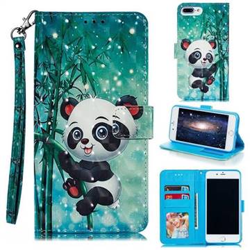 Cute Panda 3D Painted Leather Phone Wallet Case for iPhone 8 Plus / 7 Plus 7P(5.5 inch)