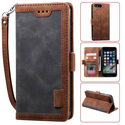 Luxury Retro Stitching Leather Wallet Phone Case for iPhone 8 Plus / 7 Plus 7P(5.5 inch) - Gray