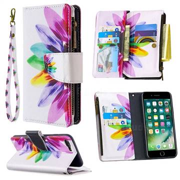 Seven-color Flowers Binfen Color BF03 Retro Zipper Leather Wallet Phone Case for iPhone 8 Plus / 7 Plus 7P(5.5 inch)