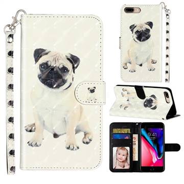 Pug Dog 3D Leather Phone Holster Wallet Case for iPhone 8 Plus / 7 Plus 7P(5.5 inch)