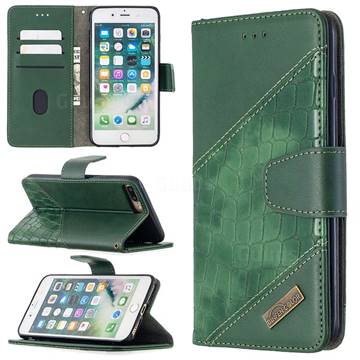 BinfenColor BF04 Color Block Stitching Crocodile Leather Case Cover for iPhone 8 Plus / 7 Plus 7P(5.5 inch) - Green