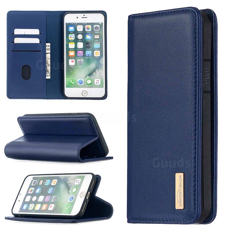 Binfen Color BF06 Luxury Classic Genuine Leather Detachable Magnet Holster Cover for iPhone 8 Plus / 7 Plus 7P(5.5 inch) - Blue