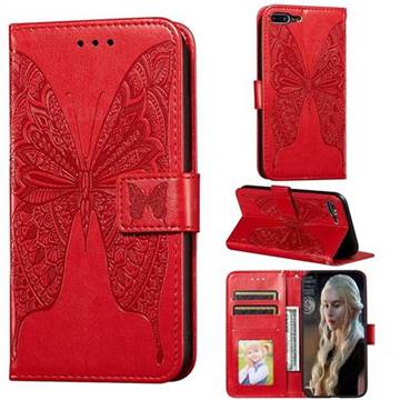 Intricate Embossing Vivid Butterfly Leather Wallet Case for iPhone 8 Plus / 7 Plus 7P(5.5 inch) - Red
