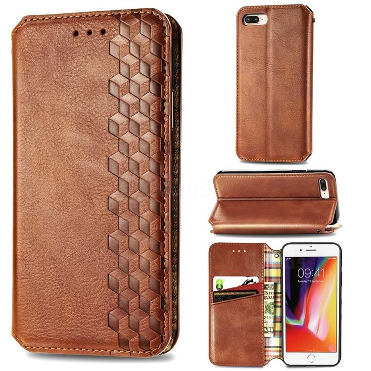 Ultra Slim Fashion Business Card Magnetic Automatic Suction Leather Flip Cover for iPhone 8 Plus / 7 Plus 7P(5.5 inch) - Brown